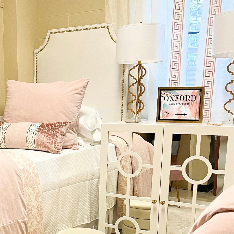 Greek Key Window Drapery (Pink)