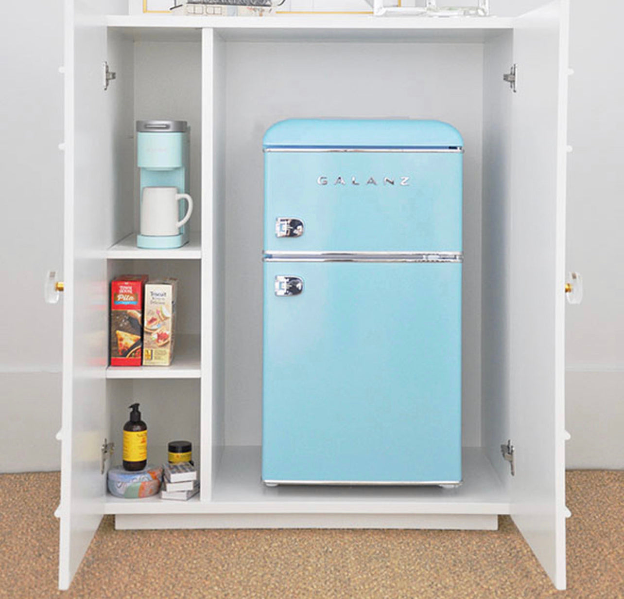 Cute Nightstand hold a mini-fridge and gives you an extra drawer!  Mini fridge  in bedroom, Mini fridge cabinet, Dorm room essentials